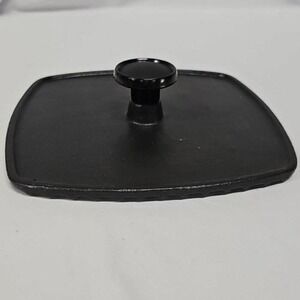 Cast Iron Grill Press Square Ribbed Meat Weight with Heat Resistant Knob Black